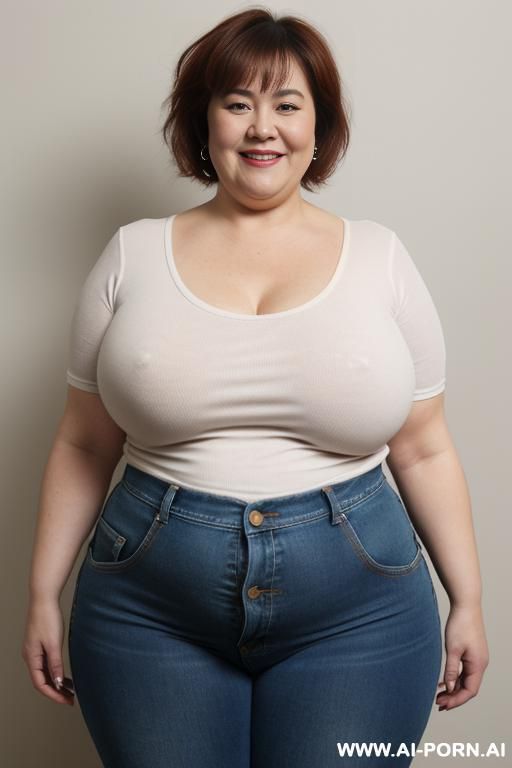 white woman, rotund body, huge, pear shaped, huge legs, huge arms, massive hips, high rise jeans, saggy tits - #main