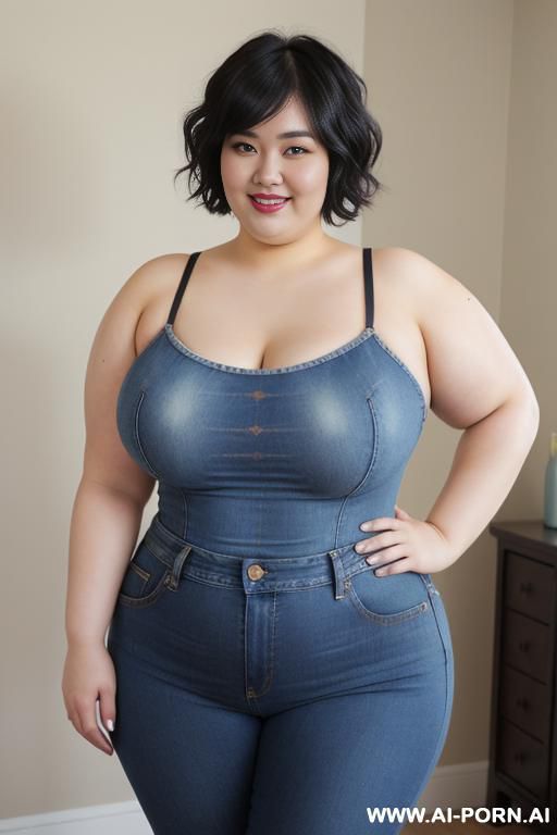 woman, rotund body, huge, pear shaped, huge legs, huge arms, massive hips, high rise jeans - #main