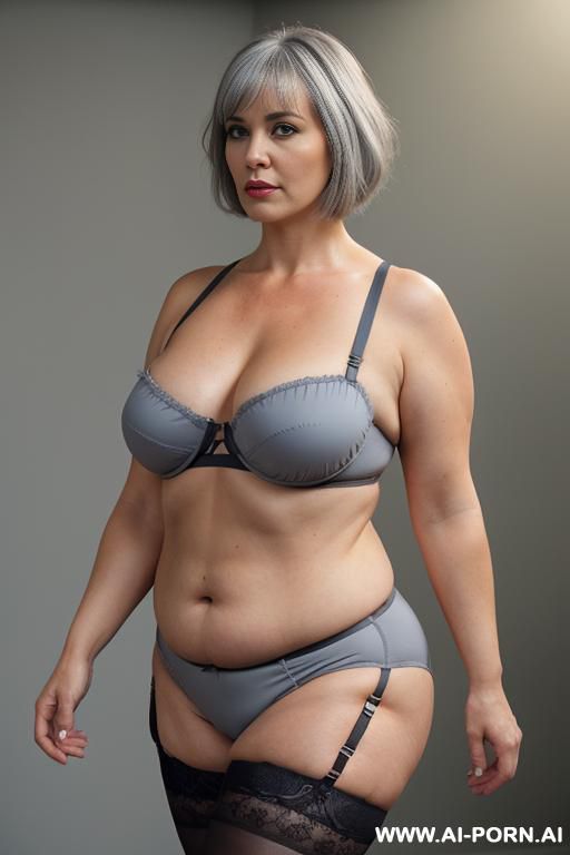 white woman, rotund body, huge, supermodel, pear shaped, lovehandless, obese, tummy, short hair, huge legs, massive hips, high rise (garter belt stockings), eye contact, huge arms - #main