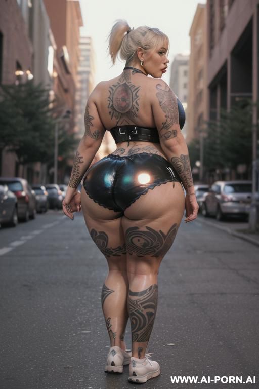 ((porn beauty curvy))，(((skimpy latex shorts))) (sneakers) , realistic , photograpic ,(((full body view))), (((((fat huge round ass))))) (((((disproportionally thick thighs))))), beautiful face, (((((gigantic - #main