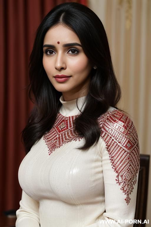 ((red diamond patterned sparkling crew neck long sleeve wedding dupatta)), (higareda), ((lanky)), (((indian))), (christmas), (big full lips), ((looking at the camera)), photorealistic, (ultra detailed - #main