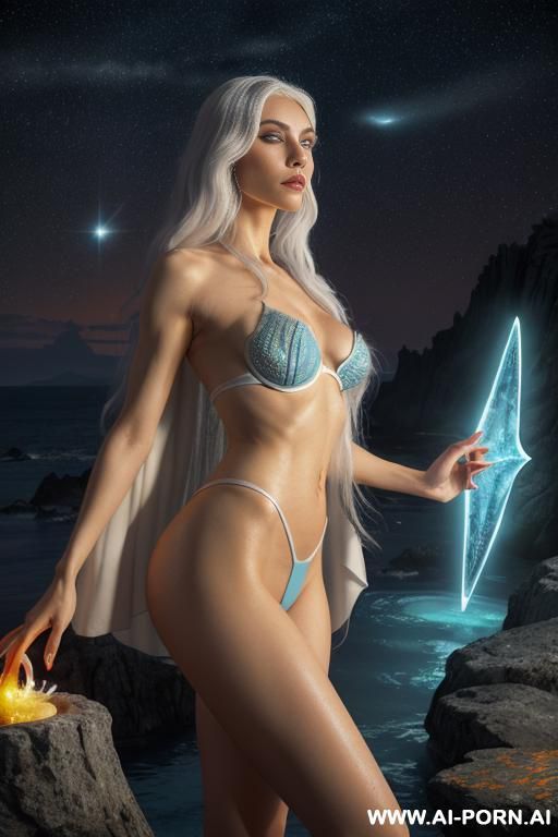(keep face), (keep body), (medium shot), (front view), (looking at the viewer), (detailed face), (detailed body), (detailed hands), (detailed skin), sci-fi mermaid, half mermaid, well-toned willowy - #main