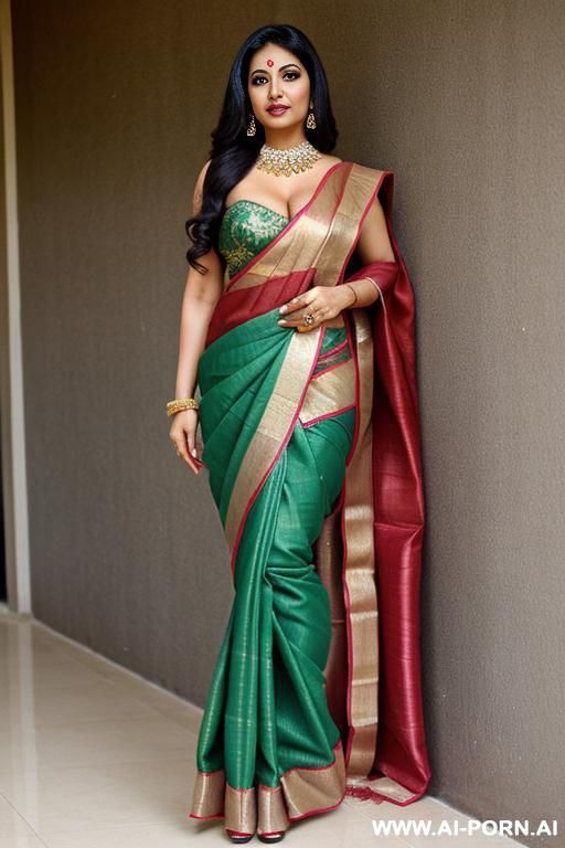 slender busty bangladeshi mature older wife, big thick lips, open sari, - #main
