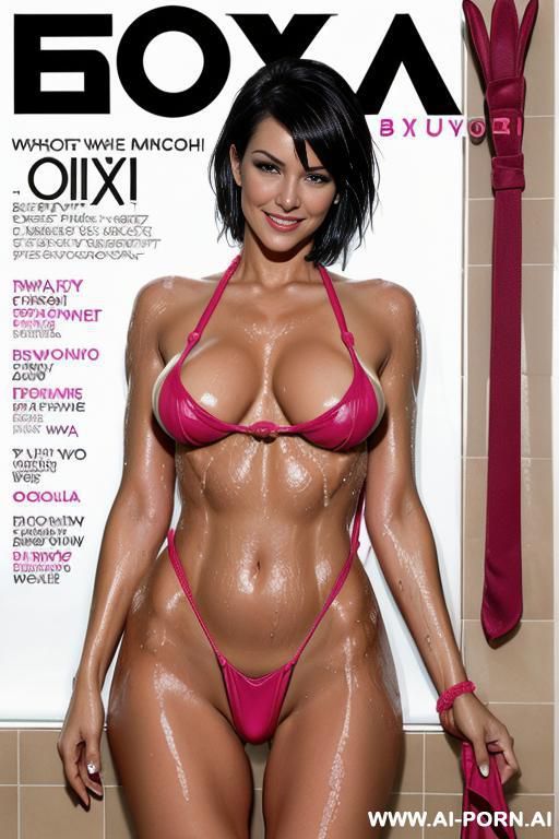 ((((magazine cover)))) , in the shower mommy topless tanned skin oil beauty face italy pretty nipples smile exicted angle shot floor level direct eye contact fish eye lens shot closedup tits - #main
