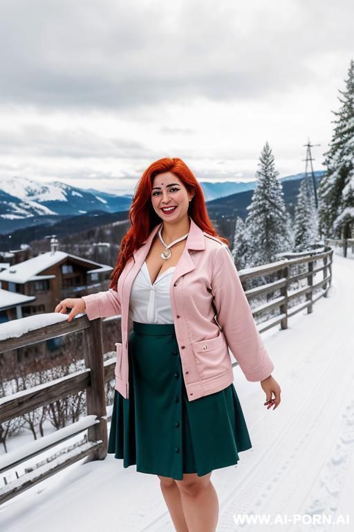 a 2 busty natural redhead on her knees nude wearing a collar and leash and pink nipples with nipple piercings and her hands behind her back. - #main