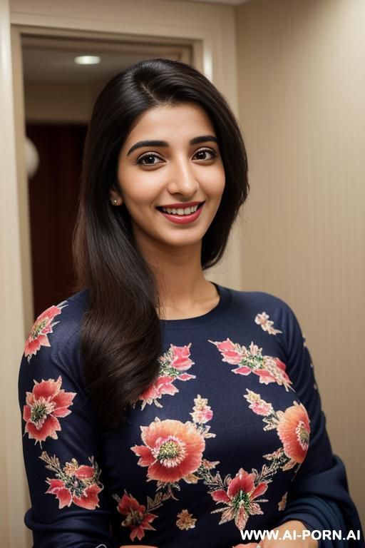 ((dark blue floral patterned crew neck dupatta)), (urwa hocane), ((( punjabi ))), (christmas ), (big nose), ((smiling at the camera)), photorealistic, (ultra detailed photo), (hyper realistic photo ), - #main