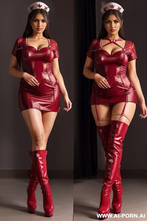 red high heel cross-strap to knee boot stiletto lace-up, tunic niqab - #main