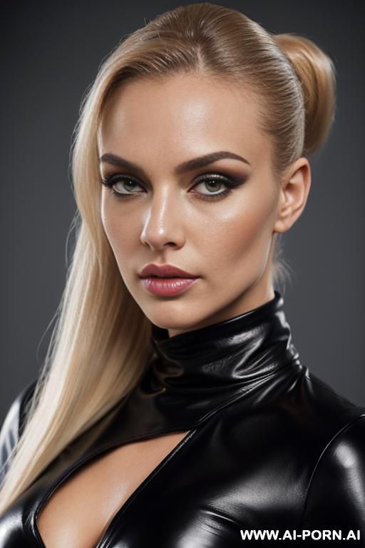ballerina, supermodel, high quality photo, high resolution, professional photo, dense fog, mysterious, sexy, hot, erotic, full big lips, close view, sensual, romantic, looking at viewer, eye contact, eerie, black leather, upper body view, cleavage - #main