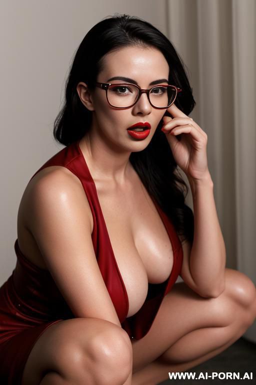 in glasses, open mouth, red lips - #main