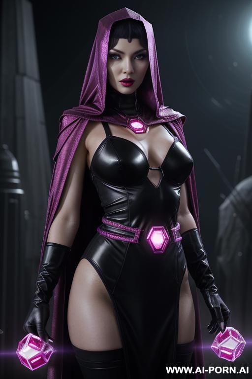 (front view), (standing at front), (eye contact), looking at viewer, (detailed face), (detailed body), (detailed skin), realistic, arrogant posture, cruel face, terrible eyes, agressive makeup, pallid - #main