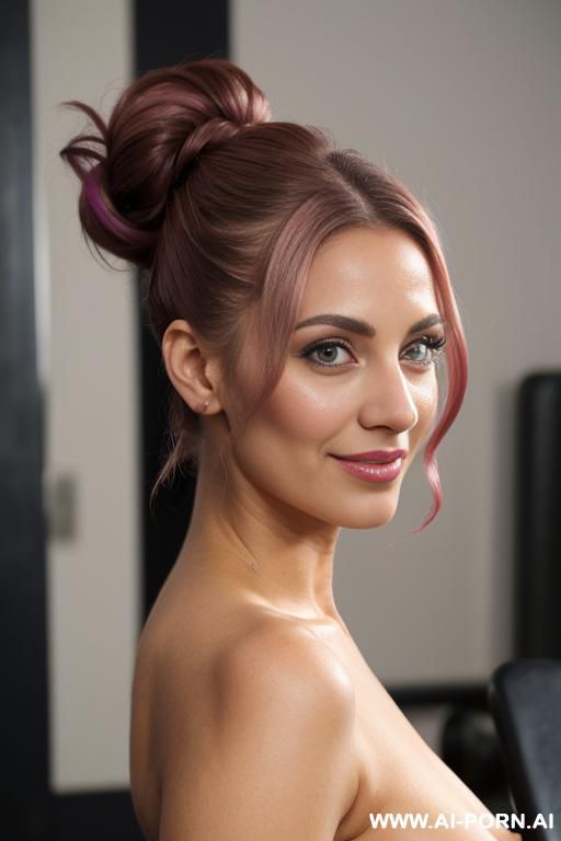 topless, , brown hair ponytail, dd- boobs - #main