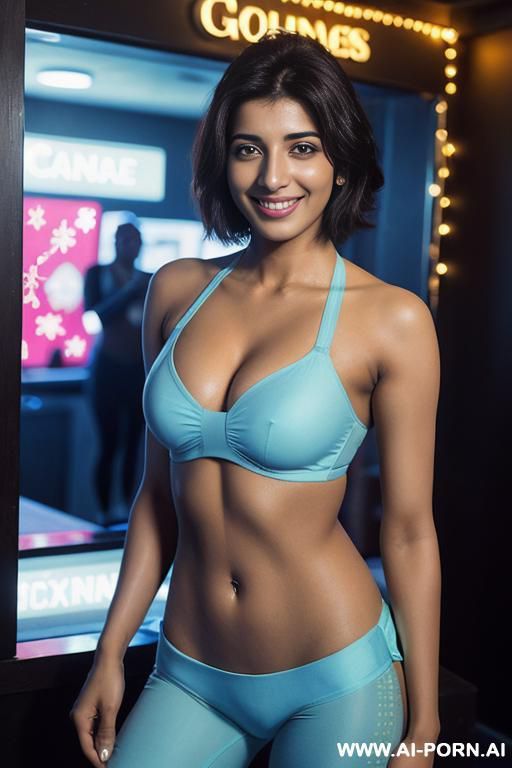 (urwa hocane), (((tanned punjabi ))), ((light blue bra, panty , spandex bikini)), (christmas), (big nose), ((smiling at the camera)), photorealistic, (ultra detailed photo), (hyper realistic photo), - #main