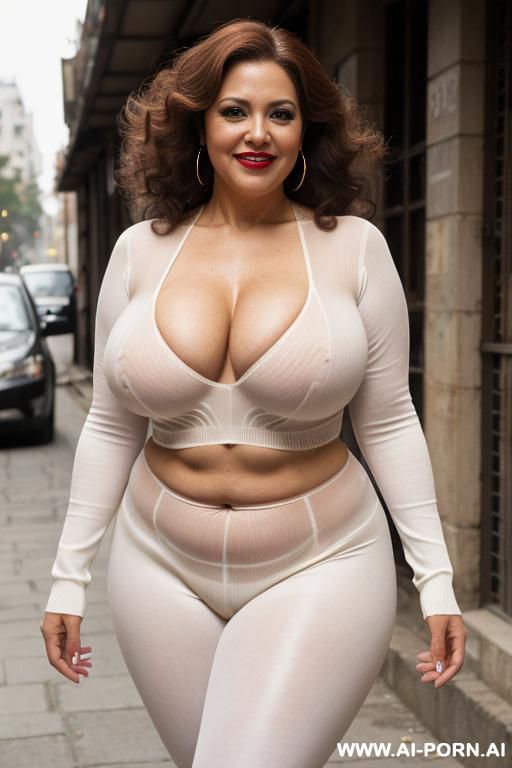 sexy, very beautiful, 5 year old, light skinned mexican bbw old mature woman, with thick, curly auburn hair, dark eyeliner and lipstick, shapely figure, very large firm boobs, wide hips, flirty - #main