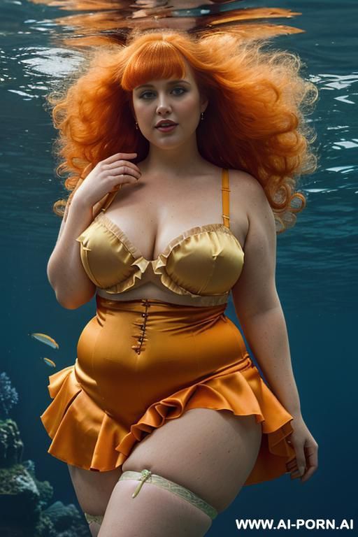half body photo shot close up. about at classroom. a ((british obese fat bbw redhead)), ((thick with love handless)). wearing a colorfull sexy and hot garter belt lingerie, ((with a - #main