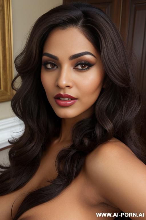 (extremely beautiful make-up), brown matte lips, seductive, extremely slutty, very wicked, ((((ultra realistic)))), (((extremely long hair))) - #main