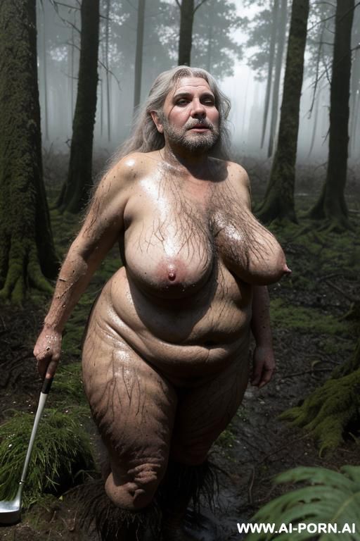 chubby naked very hairy old seductive sexy golf goth granny female witch forest fairy very hairy armpits masturbate in mud dark forest swamp, giant hanging floppy old veiny breasts, very hairy armpits, fucked from behind by hairy male gnome - #main