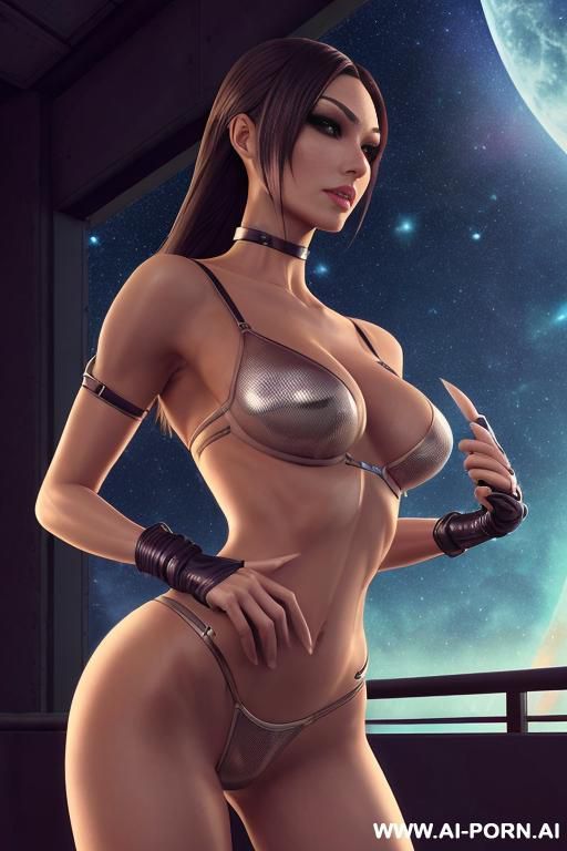 (front view), (looking at the viewer), (eye contact), (standing at front), (detailed face), (detailed body), (detailed hands), (detailed skin), sci-fi swordwoman, well-toned slender atletic figure, silky - #main
