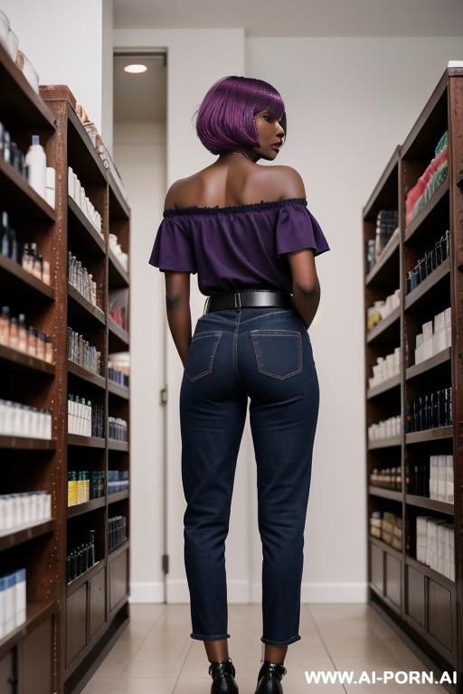 ebony, dark blue mom jeans, oxford shoes, nice ass, spread her legs - #main