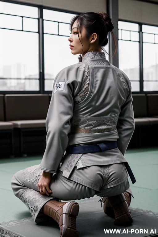 asian, tight blue jeans, belt, light-brown riding flats long boots, asian tattoo - #main