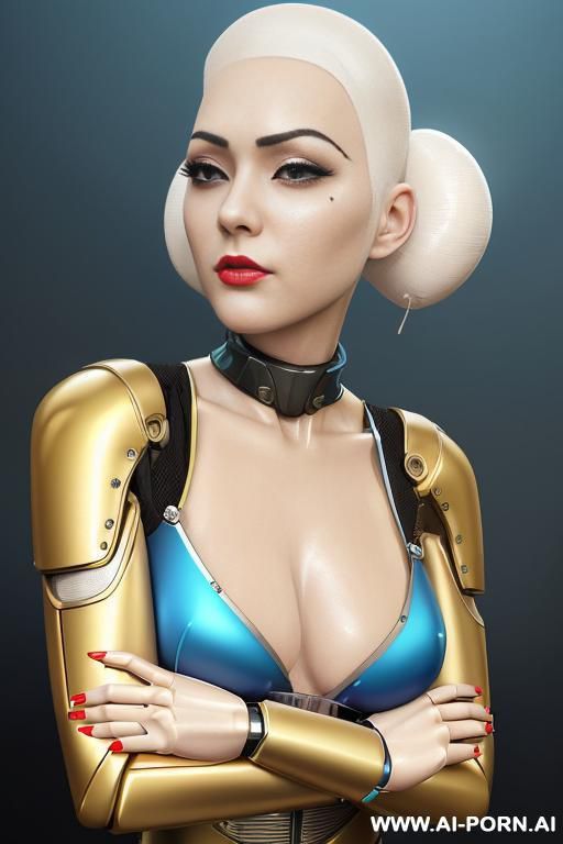 hyperrealism painting: full-length of slender bald japanese woman, age twenty, ((a cup teardrop boobs)), on the desert field, bald head, she wear transparent plastic long robe too and yellow satin - #main