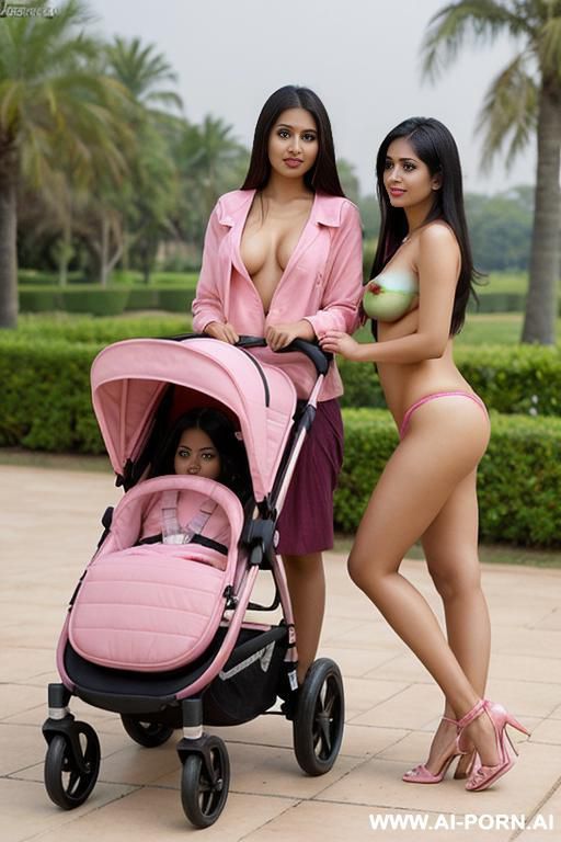 women sitting in 2 pink prams, women around - #main