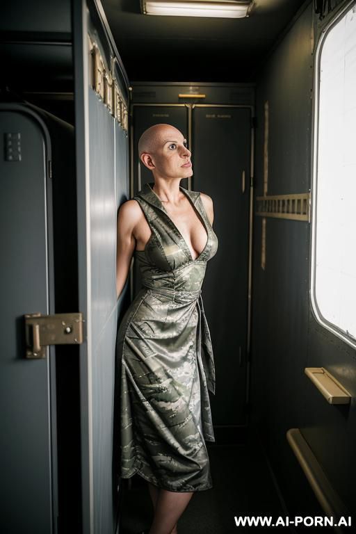 (reptilian bald woman), ((b cup boobs)), on spaceship, - #main