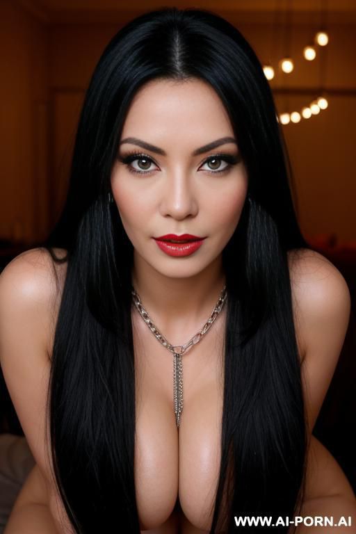 huge natural tits cubain 0 years old milf, very long black hair, wearing nog but loads of elry, chain necklaces eareings rings bracelets piercings, seductive eyes - #main