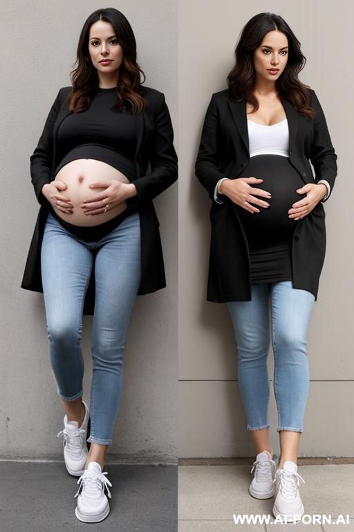 pregnant woman, wearing sneakers - #main