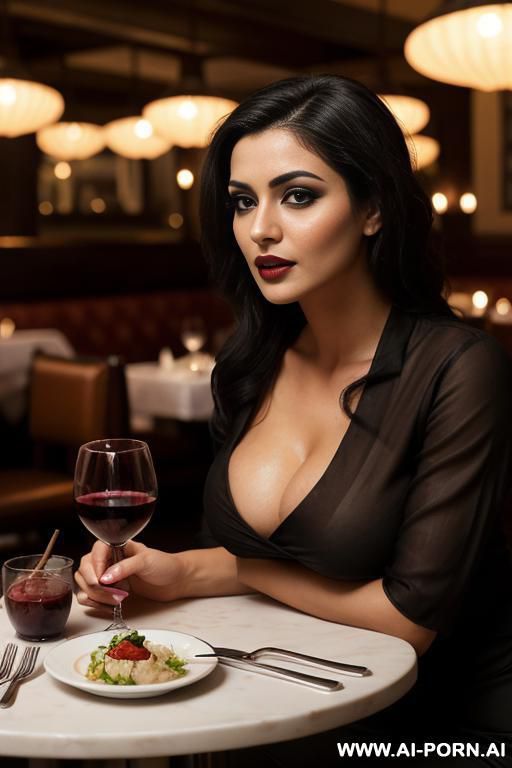 round tight boobs, mid brown pussy, black erected nipples, black eyelashes & eyeliner, dark lips. - #main