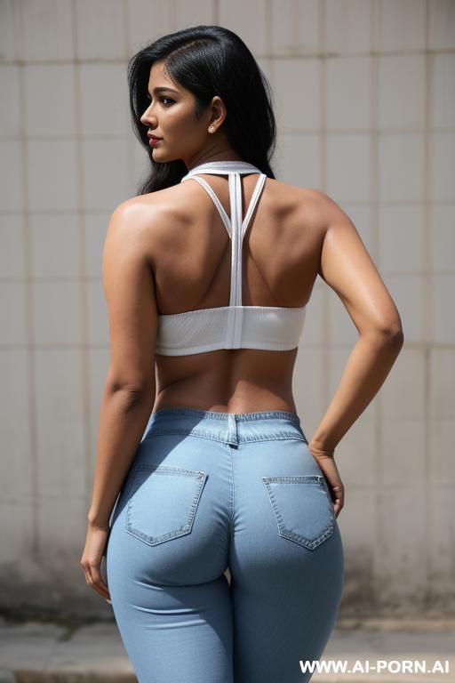 bangladeshi woman, blue denim pants, white sneake - #main
