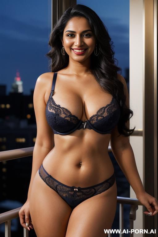 bra, balcony at a luxury hotel in manhattan, night time, lean, (photorealistic), (ultra detailed photo), (hyper realistic photo), (busty), ( mukerji ) - #main