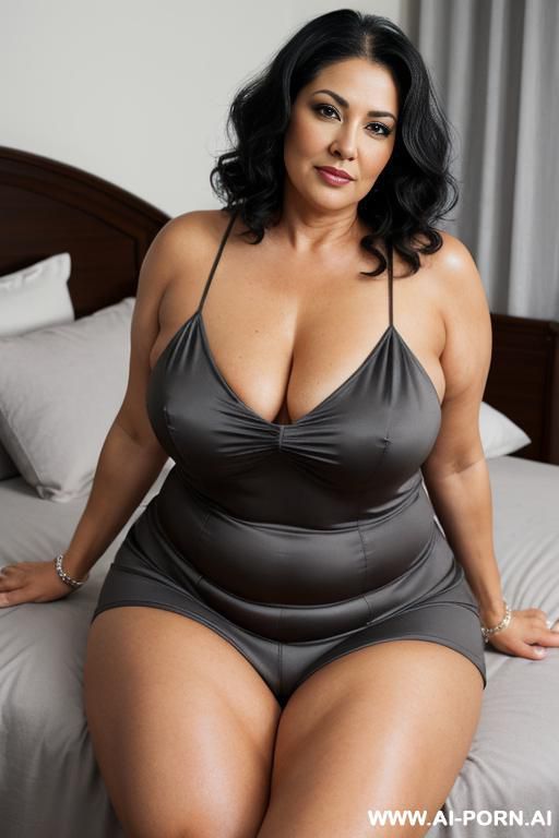 mature suburban mom with smokey grey hair and thick thighs, thick dark eyeliner and long eyelashes. - #main