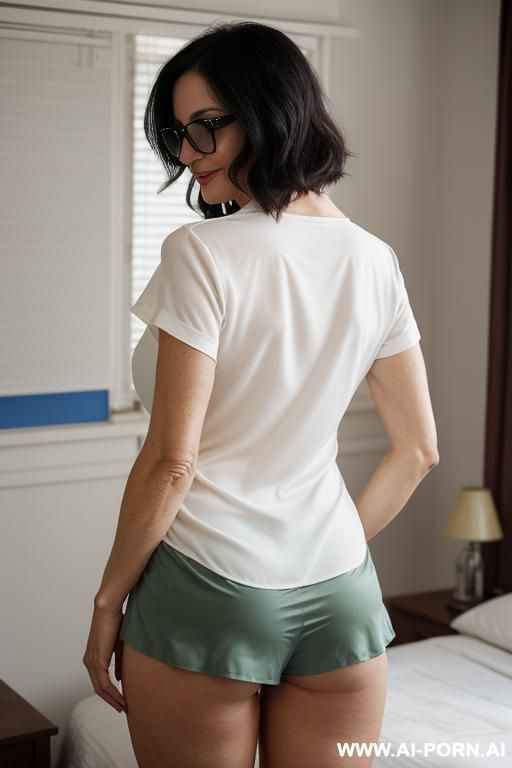 tousled lob, beautiful, pyjama shorts, big ass and hips, full body view, looking at viewer - #main