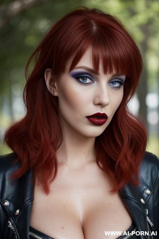 sexy pornstar multicolor hairs ginger brunette purple sexy goth cyber dreadlocks cyberpunk in red studded leather jacket big blue eyes big lips red lipstick goth makeup long bangs hairs side view wet lips slutty sexy lips beautifulface mysterious eyes - #main