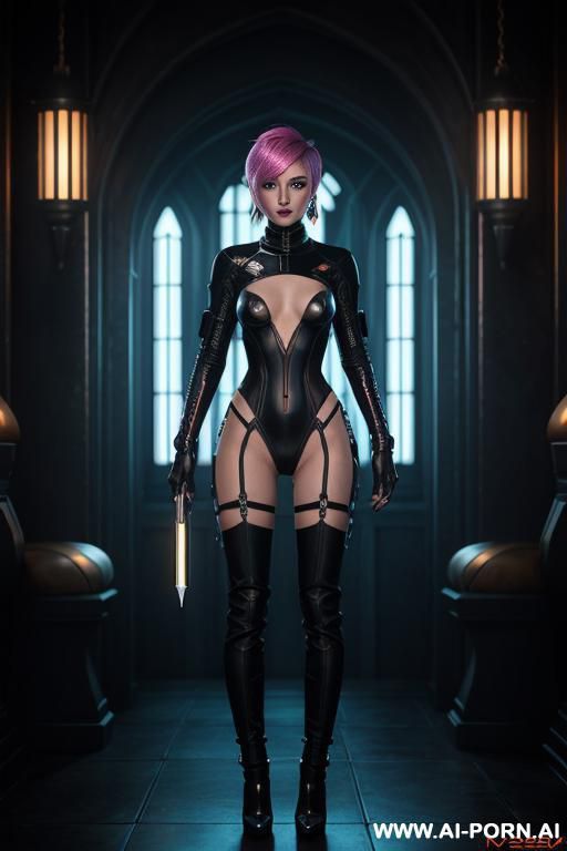 female nude naked fantasy character in computer game colorful scifi fantasy goth futuristic - #main