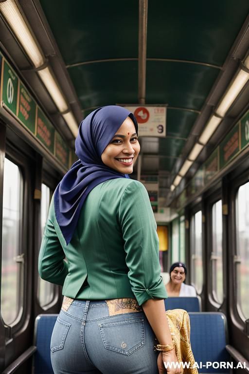 bangladeshi woman, light-green blazer, straight blue jeans, monk shoes, headscarf - #main