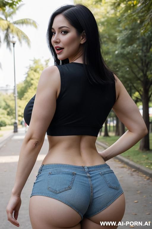 suburban mom, tight cheeky shorts, big round ass, gy style pose - #main
