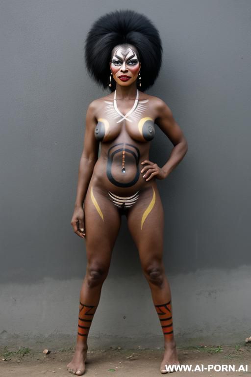 papuan woman, angry, face paint - #main