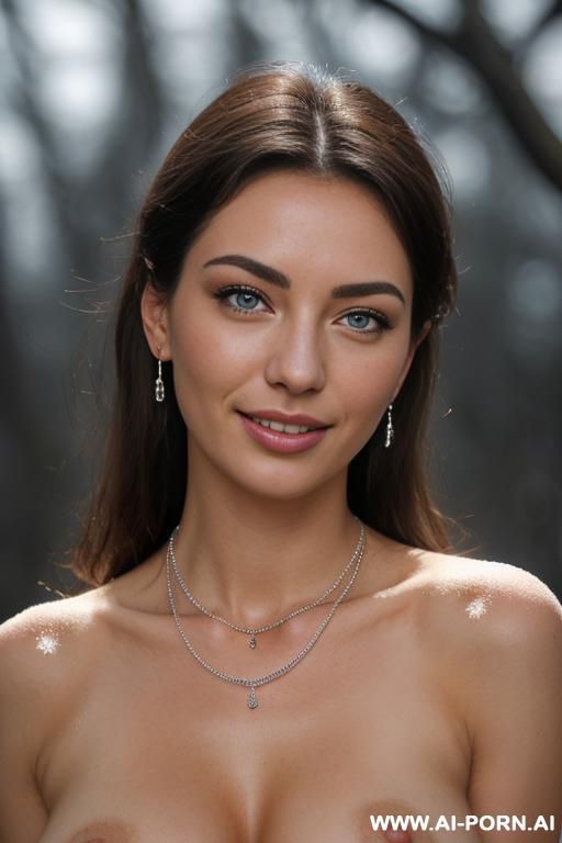 (topless), (soft alluring smile), (wide hips), (winter background), (overcast day), (even lighting), (light tan), (necklace), (ftv) - #main