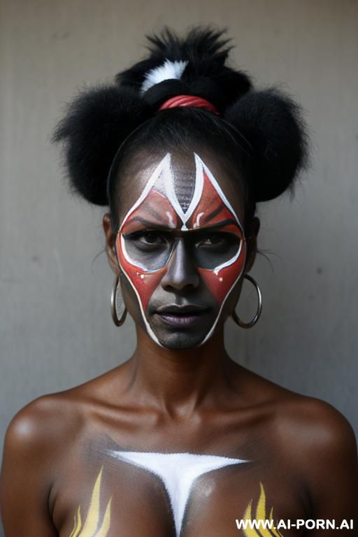 papuan woman, angry, face paint - #main