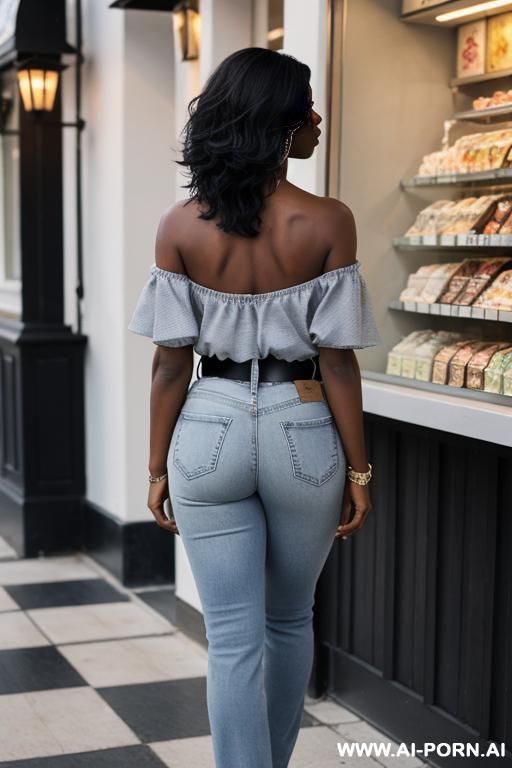 ebony mature, mom blue jeans, sexy ass, silver belt, oxford shoes - #main