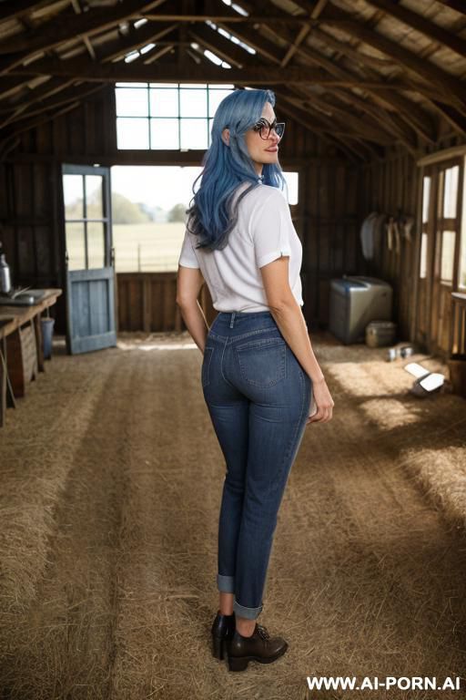ebony mature, dark blue mom jeans, fine ass, oxford shoes, from behind - #main