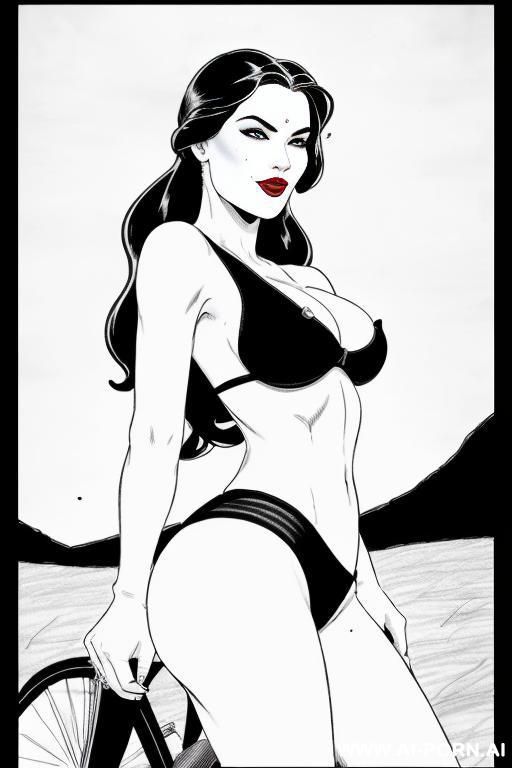 ((((image comic-drawing cartoon style)))) down level shot boobs in closedup ((((sky landscape bright sun)))) at the outdoor in the park ((((seductive gaze)))) pretty italian woman ((((full red lips)))) - #main