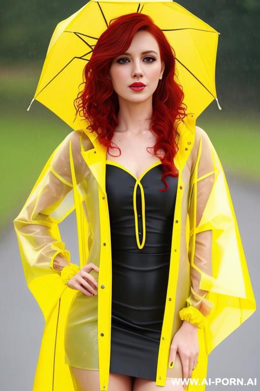 redhead woman nudes under raincoat yellow - #main