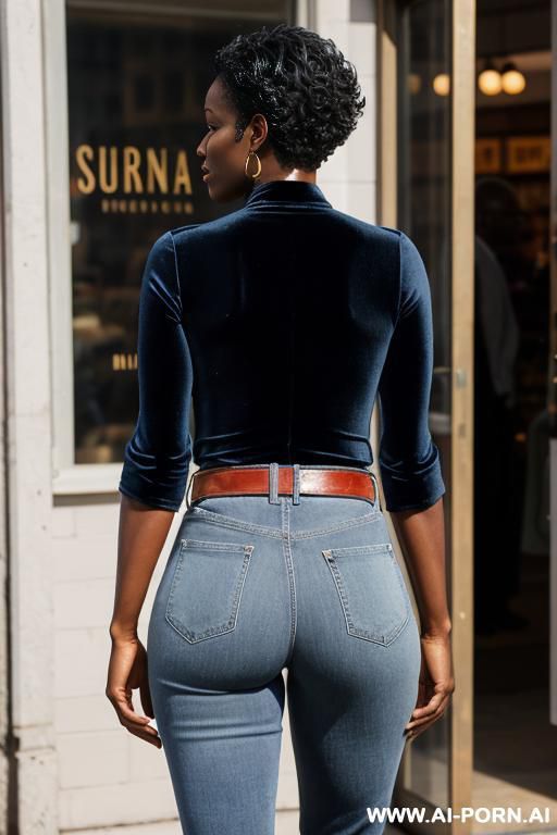 ebony mature woman, vintage blue mom jeans, pear ass, golden belt, oxfords - #main