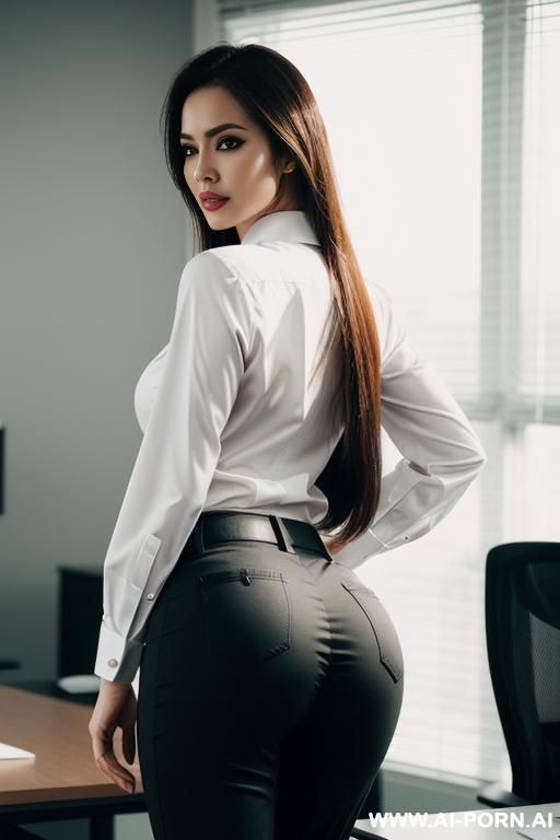 big juicy ass, office shirt, loose office pants - #main