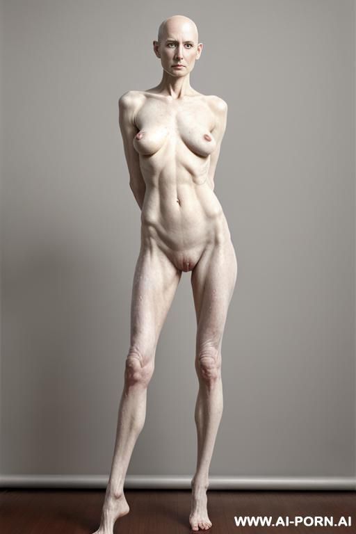 hyperrealism painting: frail woman, totally nude body. white skin. standing full-length view. art. pornstar. - #main