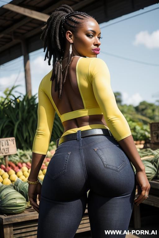 ebony, thick ass, straight blue jeans, white belt, football sneakers - #main