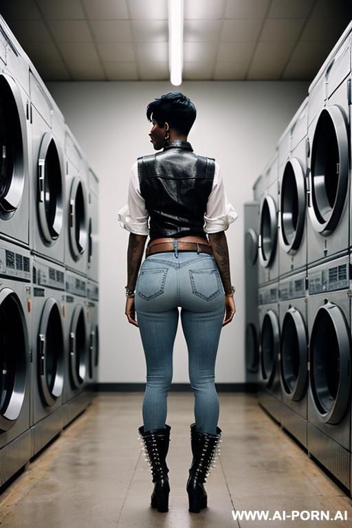 ebony mature woman, straight blue jeans, pear ass, leather belt, brown ridding flats long boots - #main