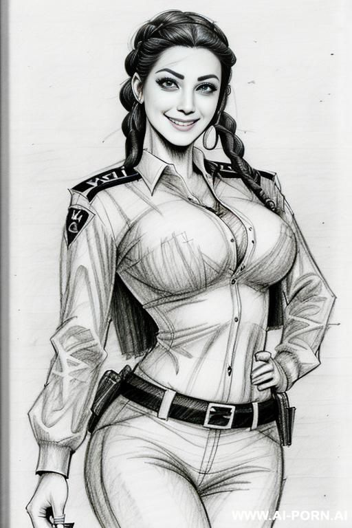 ((((mediun body shot)))) ((((image comic-drawing pencil style)))) down level shot boobs close up ((((landscape office)))) ((((security guard)))) ((((walking sexy pose)))) ((((smile)))) ((((horizonte gaze)))) - #main